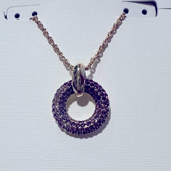 BNIB Kendra Scott Mikki Gold Pave Purple Mauve Ombré Mix Necklace and Earrings - Picture 10 of 12